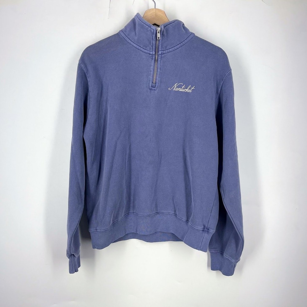 John Galt Brandy Melville Nantucket Quarter Zip Sweatshirt Blue Purple XS MW878
